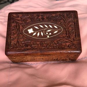 Action brand hand carved wooden jewelry box